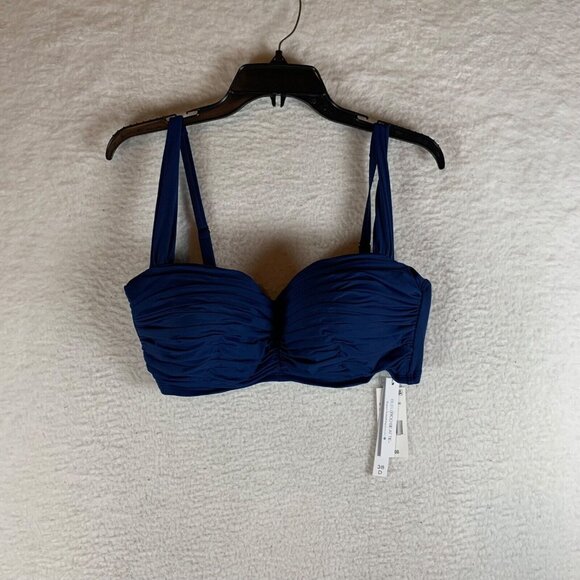 Bleu Rod Beattie Women's 38D Navy Underwire Shirred Bandeau Bikini Top NWT 9936 - Picture 1 of 7
